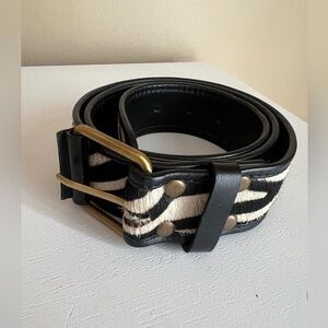 Boden Women’s calf hair on hide full grain leather belt sz S
